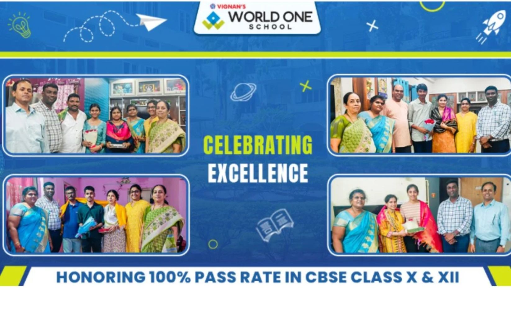 Celebrating Excellence: Vignan’s World One School Achieves 100% Pass Rate in CBSE Class X & XII